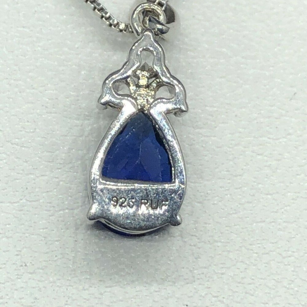 blue Sapphire and Sterling Silver Fine Jewelry teardrop necklace nwb $179 - Picture 6 of 11